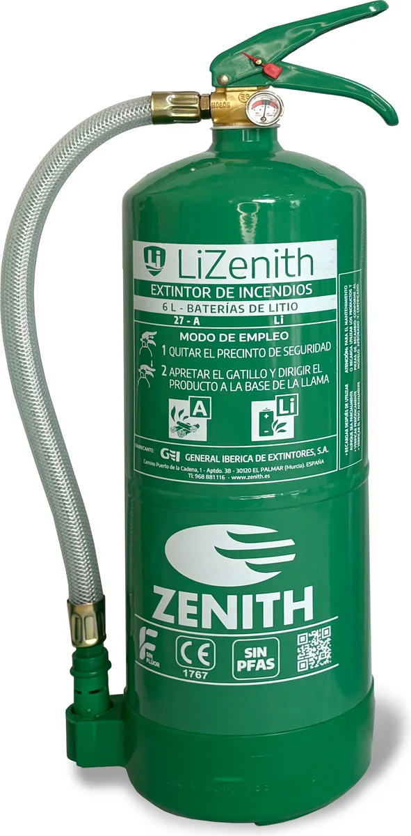 Extintor ion-litio aditivo acuoso eficacia A Li 6kg